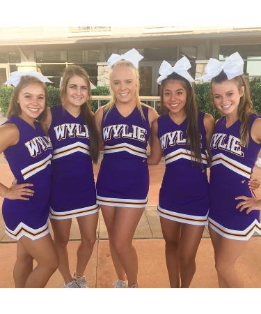 2 PCS Large 8 Inch Cheer Hair Bows with Ponytail Holder for Teen Girls - White - Buy Online on GoSupps.com