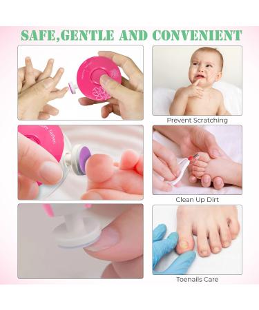 JAYL Electric Baby Nail Trimmer - 10 Grinding Pads for Infants, Toddlers & Adults - Bright Pink Round Design - Buy Online on GoSupps.com