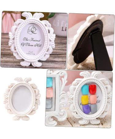 FRCOLOR Nail Display Frame Small Photo Frame Retro Photo Frame Antique Picture Frames Rustic Picture Frame Retro Picture Frame Gold Trim Nail Showing Stands White Sample Acrylic Resin - Buy Online on GoSupps.com