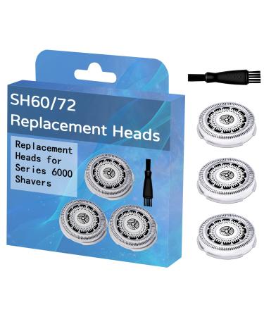 SH60/72 Replacement Heads Compatible with Philipss Norelco Shaver for S6810, S6820, S6850, S6880/81, Replacement Heads for Series 6000 Shavers