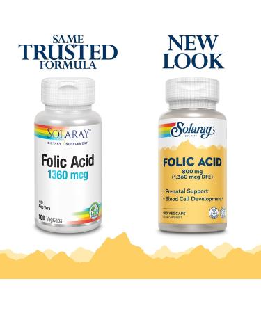 Solaray Folic Acid Capsules 1360mcg | 100 Count - Buy Now for Essential Folate Support - Buy Online on GoSupps.com