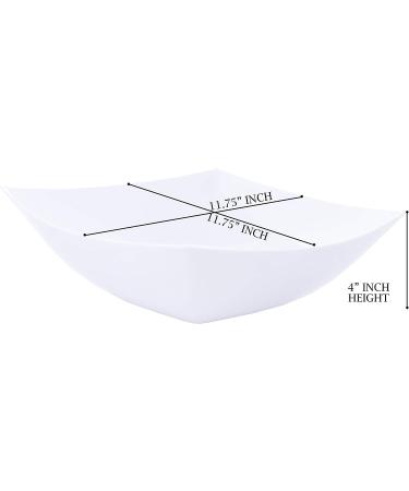 PLASTICPRO Disposable 128oz Square Serving Bowls - Pack of 4, Extra Large Plastic Elegant White Bowls for Parties, Snacks, and Salads - Buy Online on GoSupps.com