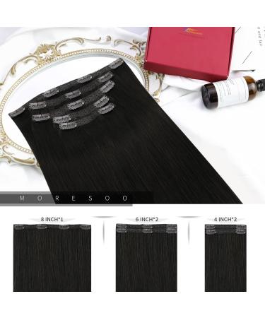 Moresoo 14 Inch Black Clip in Human Hair Extensions - 5 Pieces/70g Remy Real Hair #1B - Buy Online on GoSupps.com
