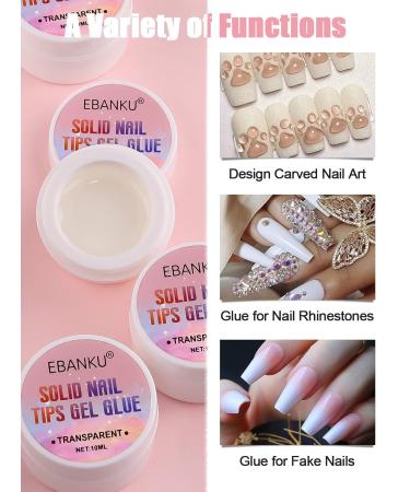Ebanku Fixed Nail Glue Assembly Gel for Gel Nails - UV Nail Glue for Tips & Artificial Nails | Strong & Durable Nail Adhesive (4 Pack) - Buy Online on GoSupps.com