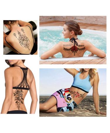 Konsait 13 Sheets Temporary Tattoos for Girls Women - Waterproof Black Body Art Sticker with Flower and Mehndi Designs - Buy Online on GoSupps.com
