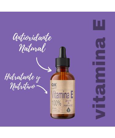 QKnatur - Pure Liquid Vitamin E (Tocopherol) 30 ml - Natural - Antioxidant and Anti-aging for Face Skin Hair and Nails - Buy Online on GoSupps.com