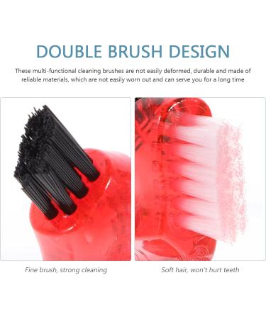 Denture Care Brush Set 4pcs Small Hard Toothbrushes for Oral Care and Retainers - Dual Head Interspace Design for Effective Cleaning - Plastic Brushes for Adults - Buy Online on GoSupps.com