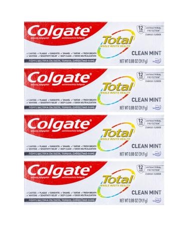 Colgate Total Toothpaste Clean Mint Travel Size 0.88 oz (24.9g) - Pack of 4