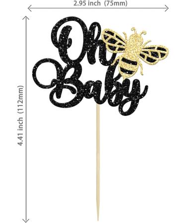 24Pcs Bee Oh Baby Cupcake Toppers Glitter Oh Babee Cupcake Picks Bumble Bee Theme Baby Shower Kids First Birthday Party Cake Decorations Supplies Black Style 6-Black - Buy Online on GoSupps.com