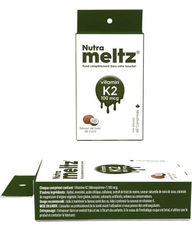 Nutrameltz Vitamin K2 100 mcg Vitamin K2 as MK7 Supplement for Strengthening Teeth Bones Promotes Heart Health Quick Dissolving Tablets for K2 Vitamin Deficiency Coconut Flavour (60 Tablets) - Buy Online on GoSupps.com