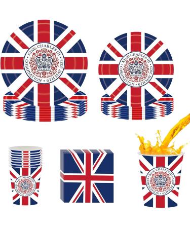 REMEK Coronation of King Charles III | Coronation of King Charles III Set Plates Napkins and Cups Union Jack for Coronation Parties Charles Commemorative Set Crown - 4-piece set - Buy Online on GoSupps.com