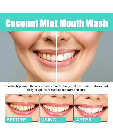 Coconut Mint Mouthwash Teeth Whitening Mouthwash Fresh Breath Tongue Scraper Mouthwash Set for Healthier Teeth and Gums - Buy Online on GoSupps.com