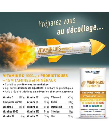 Vitamin C 1000mg + Probiotics 1 Billion Strains + 16 Vitamins and Minerals - 30 Effervescent Tablets Helps Immune Defenses Reduce Fatigue GRANIONS Immunity 1000mg - Buy Online on GoSupps.com