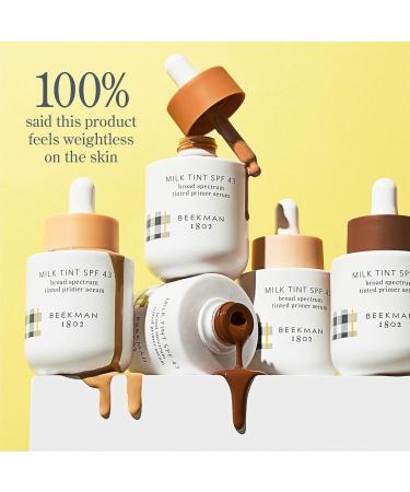Beekman 1802 Milk Tint Face SPF 43 - Oxybenzone Free Tinted Mineral Sunscreen & Moisturizer for Sensitive Skin - Cruelty Free Makeup Primer - 1 oz - Buy Online on GoSupps.com