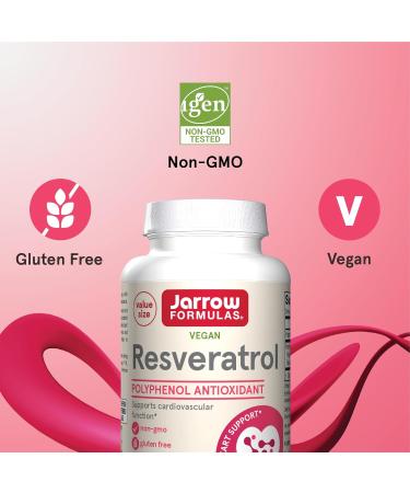 Jarrow Formulas Resveratrol 100 mg - 120 Veggie Caps | Antioxidant & Cardiovascular Support with Vitamin C - Buy Online on GoSupps.com