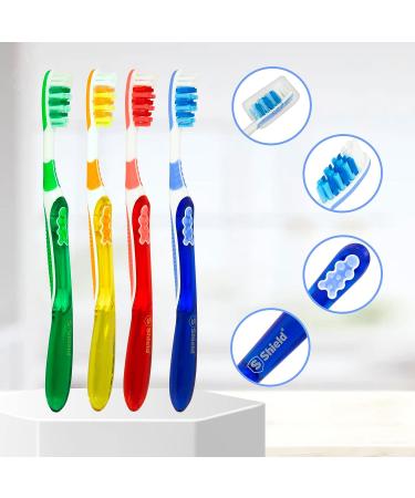 Shield Care Toothbrush Dual Pro - Expert Care Soft Bristles - Anti-Slip Grip - Adult - 4 Count - Yellow Red Blue Green - Buy Online on GoSupps.com