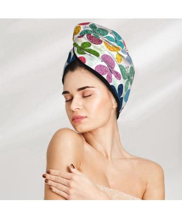 Hair Towel Wrap for Quick Drying | Colorful Butterflies Towel Turban with Button | Ideal Hair Drying Solution - Buy Online on GoSupps.com