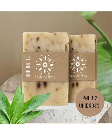  Savia De Alma Pack 2 Handcrafted and Vegan Tea Tree Soap Face Hand and Body Soap | Antibacterial Purifying and Biodegradable | Made in Spain with Natural Ingredients | 100 - Buy Online on GoSupps.com