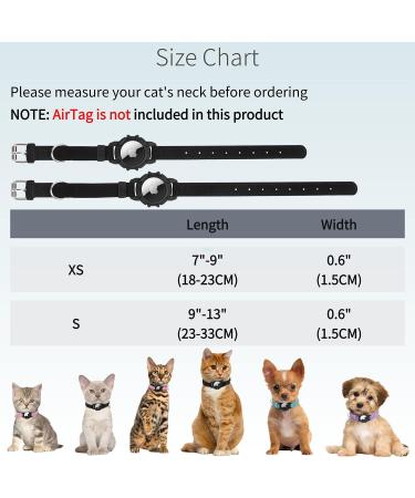 Reflective Airtag Cat Neck Band | Leather GPS Tracker with Apple Airtag Holder & Bell | Pink | Fits Young Cats 9-13 Inch (23-33cm) - Fast International Shipping - Buy Online on GoSupps.com
