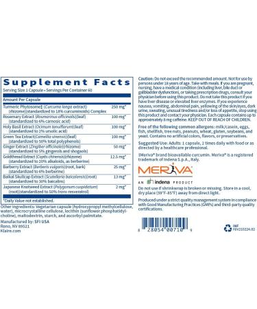 Klaire Labs Inflathera Phytonutrient Blend with Turmeric & Knotweed (60 Capsules) - Buy Online on GoSupps.com