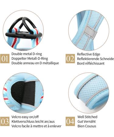 Heele Soft Dog Dishes & Adjustable Harness Vest - Safe Control for Small Dogs | Reflective Air Mesh Blue XS - Perfect for Walking Running & Training - Buy Online on GoSupps.com