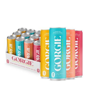 GORGIE Estsellers Variety Sugar Free Natural Energy Drink Sparkling, Healthy Energy Drinks Green Tea Biotin B Vitamins 50mg Caffeine, Vegan, & Low Calorie - Pack of 12 - Buy Online on GoSupps.com