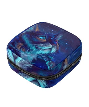 HomeDecorZone Cat Animal Sanitary Napkin Storage Bag Menstrual Cup Pouch Small Makeup Sanitary Pads Organizer Small Portable Large Capacity for Girls Multicoloured 09