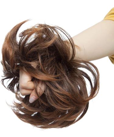 Tousled Updo Messy Bun Synthetic Hair Extension Ponytail - Light Auburn/Brown - Buy Online on GoSupps.com