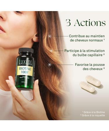 Lux ol Biotine 1000 g Favorise la Pousse des Cheveux Made in France 90 G lules 28 6 g & Gummies Pousse Cheveux - Stimulation Du Bulbe Capillaire - Ar me Naturel Go t Fraise - 60 Gummies - Buy Online on GoSupps.com