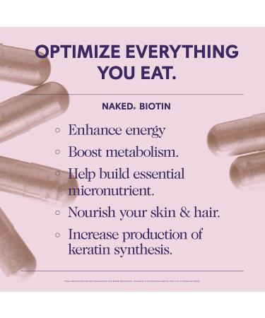 NAKED Biotin 10 000mcg - Max Strength Vitamin B7 Supplement for Healthy Hair Skin & Nails Support - Non-GMO Gluten-Free Vegan - Supports Keratin Production - 120 Capsules - Buy Online on GoSupps.com
