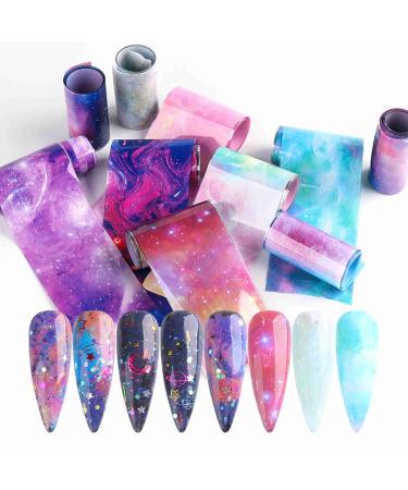 Gzmayuen Foil Transfer Nail Art Set | Marble Nail Stickers & Glue | 15ml Foil Transfer Foils & Nail Filings Gel | International Shipping Available - Buy Online on GoSupps.com