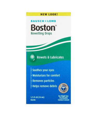 Bausch and Lom Boston Rewetting Drops for Hard Rigid Gas Permeable Contact Lenses Travel Size 0.33 oz (10ml)