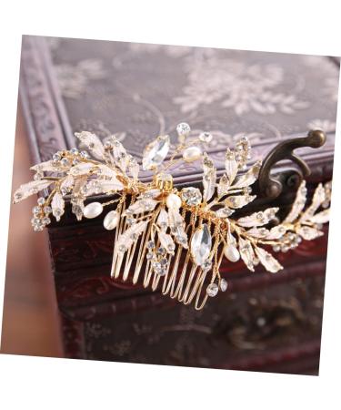 FRCOLOR silver crystal hair comb rhinestone side comb clear crystal hairpin vintage bridal hair comb leaf hair pins rhinestone hairpin gold hair clips Hair piece wedding bride - Buy Online on GoSupps.com