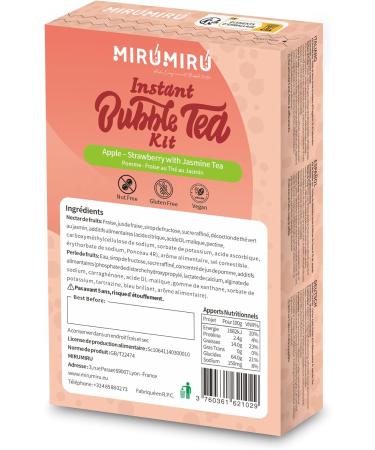 MiruMiru - Bubble Tea Kits - Green Apple Pearl & Strawberry Nectar & Jasmine Tea Drinks & Straws included (12 drinks) - Buy Online on GoSupps.com