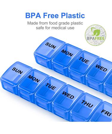 Small Pill Organizer 7 Day 2 Pack - Travel Friendly Weekly Vitamin Case (Blue) - 2pc - Buy Online on GoSupps.com