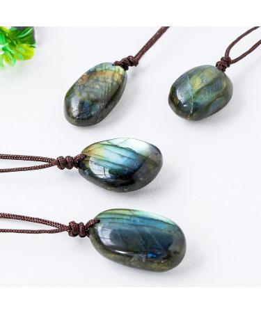 5 Pcs Spiritual Labradorite Necklace - Raw Stone Pendants Necklace for Men Women Healing Gemstone Waterdrop Shape Moonstone Spiritual Stone Pendant Dobooo - Buy Online on GoSupps.com