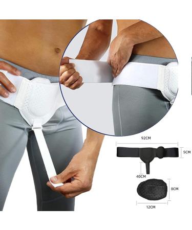 Adjustable Inguinal Hernia Belt for Men - Support & Comfort Pre/Post Surgery - Flexible & Removable - Fits Left/Right Side (White - Buy Online on GoSupps.com