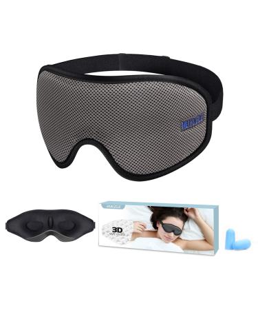 HUILELE Sleep Mask for Women Men 3D Eye Mask for Sleeping Night Eye Cover Sleep Mask Blindfold with Velcro Soft Comfortable Eye Blinder for Travel/Naps (Khaki )