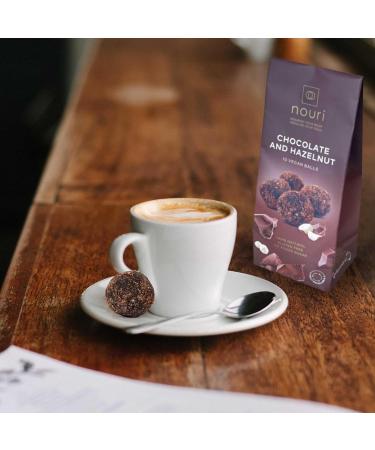 nouri Chocolate and Hazelnut balls Vegan Gluten Free No Added Sugar (8 packs of 10 balls each) 800 gms - Buy Online on GoSupps.com