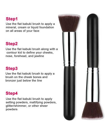 Flat Kabuki Foundation Brush Set for Makeup Blending and Concealing (2 Packs) - Buy Online on GoSupps.com