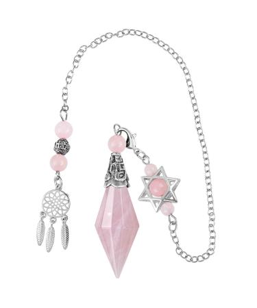 Kyeygwo rose quartz cone stone pendulum for women and men double crystal point pendulum double tip quartz gemstone trailer for divination meditation scrying balance reiki healing #1-rosa (rose quartz) - Buy Online on GoSupps.com