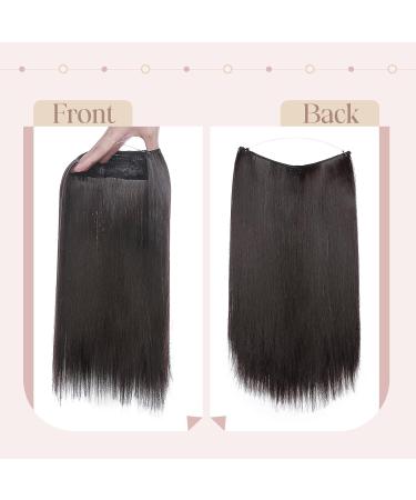 SEGOHAIR Invisible Wire Hair Extensions One Piece Hair Extensions Synthetic Hair Extension 16 inch Long Straight No Clip in Hairpieces Hair Pieces for Women-Dark Brown - Buy Online on GoSupps.com