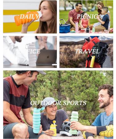 Nefeeko 26oz Collapsible Water Bottle | Silicone Foldable & Leakproof | BPA Free | Portable Sport Bottle with Carabiner | Ideal for Travel, Camping, Hiking - Buy Online on GoSupps.com