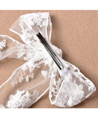 Asphire Vintage Lace Large Bow-Knot Hair Clip - Handmade Embroidery Bridal Butterfly Barrette Clip for Women - White - Buy Online on GoSupps.com