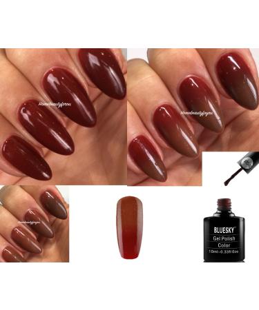 Bluesky XTC12 Chameleon Colour Change Red Chestnut to Brown vey fine glitter Nail Gel Polish UV LED Soak Off