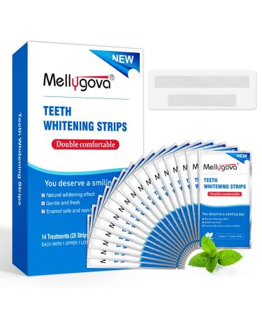 Mellygova Teeth Whitening Strips, 28 Non-Sensitive White Strips Teeth Whitening Kit, 30-Minute Express Whitening Strips,Professional Teeth Whitener Efficient to Remove All Manner of Stains Mild Mint