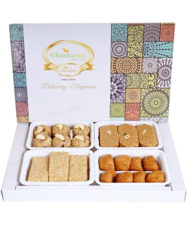 Ghasitaram Gifts Lohri Gifts Assortment of Gud Til Gachak Khasta Gachak Mawa Til Laddoo and Khajoor (800 GMS) - Buy Online on GoSupps.com