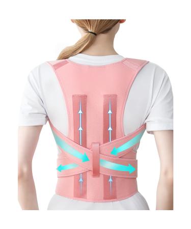 DormalAla Posture Corrector for Women and Men  Fully Adjustable Breathable Back Straightener  Upper and Lower Back Support and Providing Pain Relief from Neck  Back & Shoulder L Pink Pink Large
