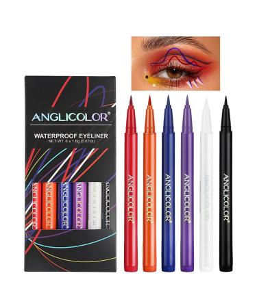 Waterproof Eyeliner 6 Colors Smudge-Proof Eyeliner Pencil | Beauty Products for Eyes for Traveling Halloween Stage Performance Gathering Dating Shakven