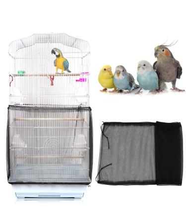 Daoeny Universal Bird Cage Cover, Adjustable Parrot Nylon Airy Soft Mesh Net, Seed Feather Catcher, Birdcage Cover Skirt Sheer Guard for Parakeet Macaw Round Square Cages